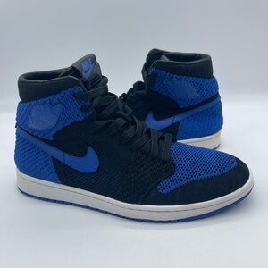 Nike Air Jordan 1 Retro High Flyknit 919704-006 Men's Size 11.5 Shoes Black Blue